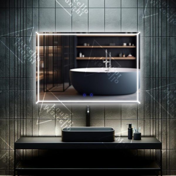 Καθρέφτης LED Touch Κομψός, 80x60 εκ., Μοντέλο K015 - Σύγχρονος Σχεδιασμός και Άψογη Καθαρότητα για το Μπάνιο Σας