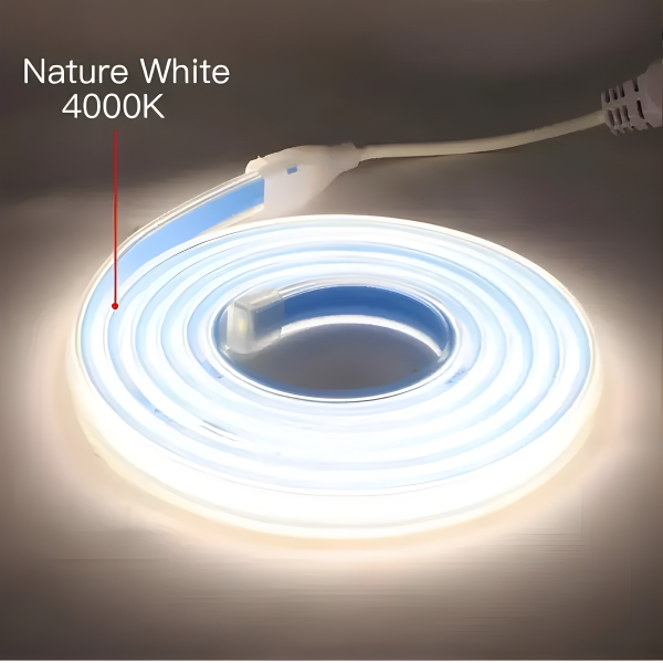 Προηγμένη λωρίδα LED COB, Ευέλικτη, IP65, 280 LED/M, Φως Φυσικό, 4000K - Ρολό 100μ, 8W/M, 220V, Με Περιλαμβανόμενο Τροφοδοτικό για μια Αποκλειστική Διακόσμηση
