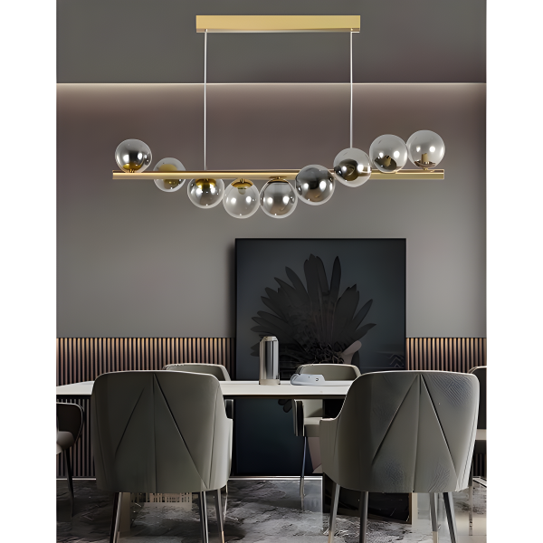 Φωτιστικό LED Lux Gold Modern Nordic με 9 Καπνιστές Μπάλες, Μοντέλο DM-DX220-9 - Κομψός Φωτισμός για Σύγχρονους Χώρους