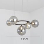 Φωτιστικό LED Lux Gold Modern Nordic με 6 Καπνιστές Μπάλες, Μοντέλο DM-VP2413-6 - Κομψός Φωτισμός για Σύγχρονους Χώρους