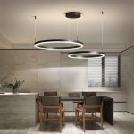 Κρεμαστό φωτιστικό LED Πολυτέλειας Τύπου DM-G3651-40+60, Με Τηλεχειριστήριο, 3 Τύποι Φωτισμού, Ρυθμιζόμενο Ύψος, 120W, Μαύρο