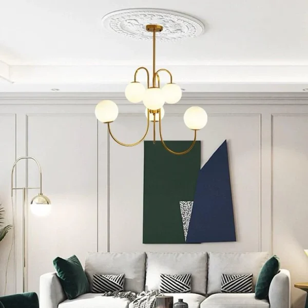 Κρεμαστό φωτιστικό DM Living Exclusive, Μοντέλο DM5968-6, Με Λεπτομερή Καπέλα - Χρυσός Σχεδιασμός, 6 X E27, Ιδανικό Για Σαλόνια Ή Πολυτελείς Δωμάτια