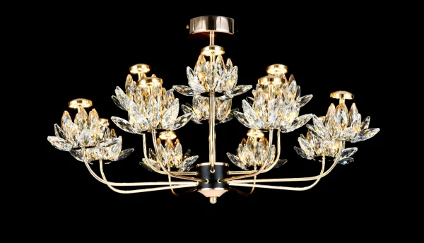Κρεμαστό φωτιστικό LED DM Living Modern, Μοντέλο DM3532-8+4, Με Κρυστάλλινη Υφή - Κομψός Φωτισμός 48W, Ιδανικός Για Πολυτελή Σαλόνια