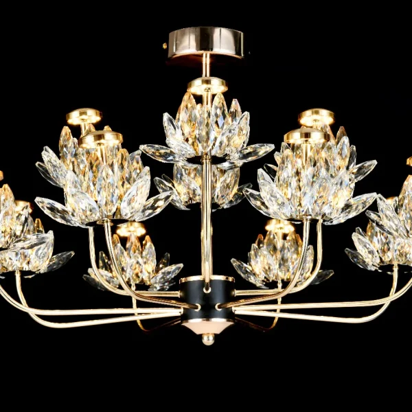 Κρεμαστό φωτιστικό LED DM Living Modern, Μοντέλο DM3532-8+4, Με Κρυστάλλινη Υφή - Κομψός Φωτισμός 48W, Ιδανικός Για Πολυτελή Σαλόνια