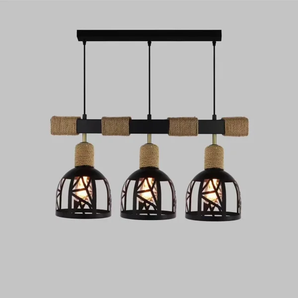 Κρεμαστό Ρουστίκ DM Living, Μοντέλο DM5573-3, Με 3 X E27, Συνδυάζοντας το Ρυθμιζόμενο Στυλ με την Αριστοκρατική Μαύρη Κομψότητα.