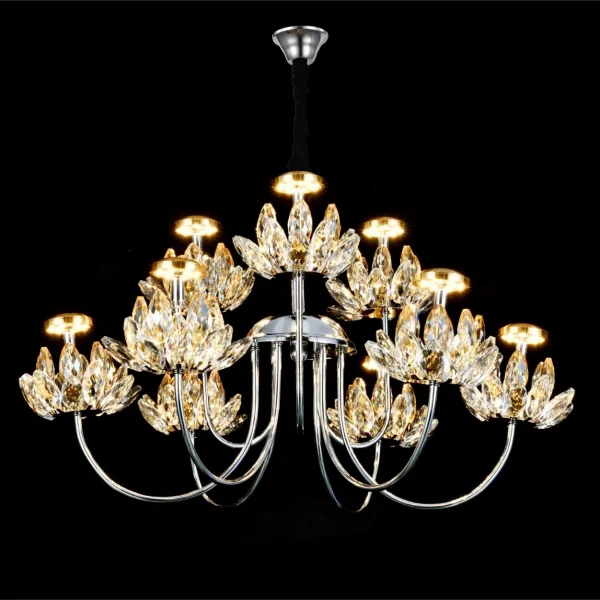 Κρεμαστό φωτιστικό LED DM Living Premium, Μοντέλο 3531-8+4, Με Κρυστάλλινη Υφή και Μεταλλικό Σχεδιασμό - Πολυτελές Φωτισμό 48W, Ιδανικό για Χώρους Πολυτέλειας