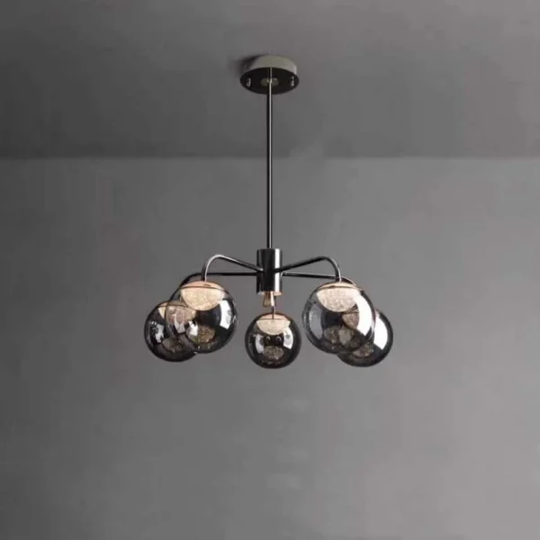 Σύγχρονο Φωτιστικό DM Living, Μοντέλο DM5970-5, Με Καπέλα και Χρωμίου Φινίρισμα - 5 Βάσεις E27 Για Προηγμένο Φωτισμό