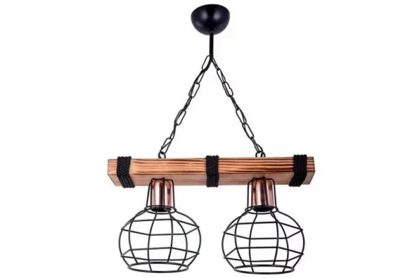 Κρεμαστό Φωτιστικό DM Living, Μοντέλο DM5719-2, Ρουστίκ Στυλ Με Δύο Πηγές Φωτός E27 - Ιδανικό Για Ζεστές Ατμόσφαιρες, Μαύρο