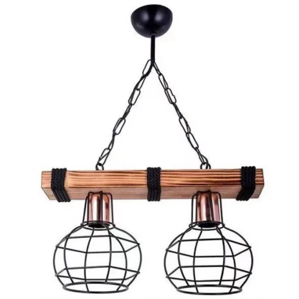Κρεμαστό Φωτιστικό DM Living, Μοντέλο DM5719-2, Ρουστίκ Στυλ Με Δύο Πηγές Φωτός E27 - Ιδανικό Για Ζεστές Ατμόσφαιρες, Μαύρο