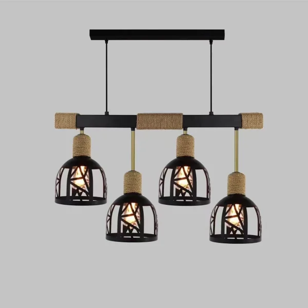 Κρεμαστό Ρουστίκ DM Living, Μοντέλο DM5573-4, Με 4 X E27, Συνδυάζοντας το Ρυθμιζόμενο Στυλ με την Προηγμένη Μαύρη Κομψότητα