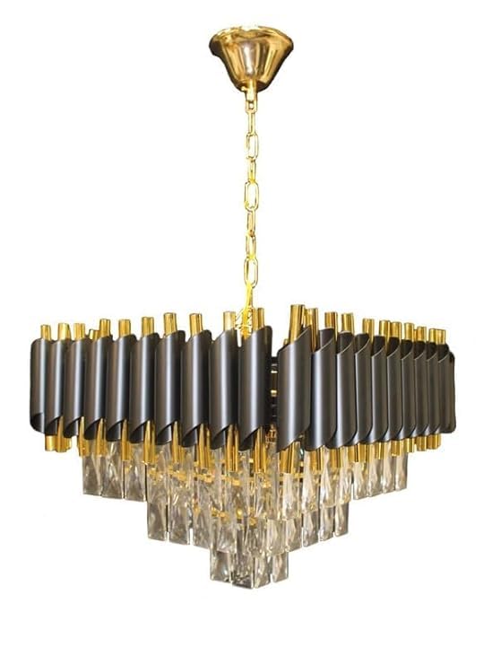 Καντηλάμπρα DM Living Modern, Μοντέλο DM9001/600x600, Με Κρυστάλλινη Υφή - Κομψός Φωτισμός Με 10 X E27, Ιδανικός Για Χώρους Πολυτέλειας Μαύρο/Χρυσό