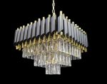 Καντηλάμπρα DM Living Modern, Μοντέλο DM9001/600x600, Με Κρυστάλλινη Υφή - Κομψός Φωτισμός Με 10 X E27, Ιδανικός Για Χώρους Πολυτέλειας Μαύρο/Χρυσό