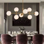 Κομψή Φωτιστική Πολυθρόνα DM Living, Μοντέλο DM6969-8, Με Χρυσά Καπέλα - Σοφιστικέ Σχεδιασμός Και Ευρύχωρος Με 8 Βάσεις E27 Για Προηγμένο Φωτισμό