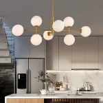 Κομψή Φωτιστική Πολυθρόνα DM Living, Μοντέλο DM6969-8, Με Χρυσά Καπέλα - Σοφιστικέ Σχεδιασμός Και Ευρύχωρος Με 8 Βάσεις E27 Για Προηγμένο Φωτισμό