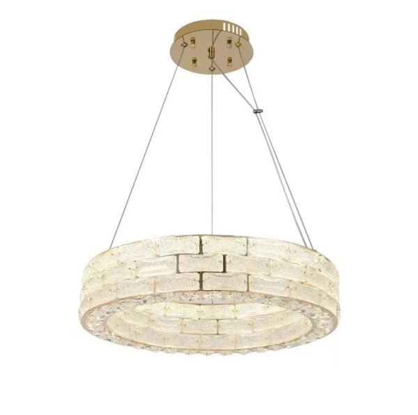 Κρυστάλλινο Φωτιστικό LED DM Living Εκλεπτυσμένο, Μοντέλο DM70030-500, Υφή Κρυστάλλου - 60W, Χρυσό, Ιδανικό Για Υψηλής Κλάσης Εσωτερικούς Χώρους