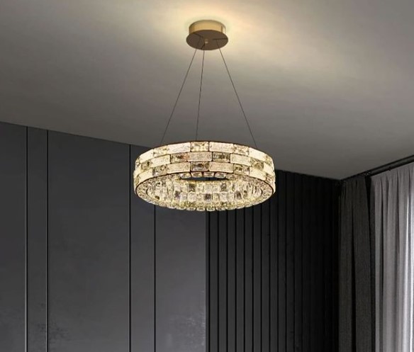 Κρυστάλλινο Φωτιστικό LED DM Living Εκλεπτυσμένο, Μοντέλο DM70030-500, Υφή Κρυστάλλου - 60W, Χρυσό, Ιδανικό Για Υψηλής Κλάσης Εσωτερικούς Χώρους