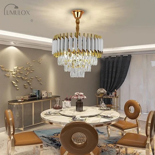 Καντηλάμπρα DM Living Premium, Μοντέλο DM9001/600, Κρύσταλλο Υφή - 10 X E27, Λευκό/Χρυσό, Ιδανικό Για Πολυτελή Εσωτερικά.