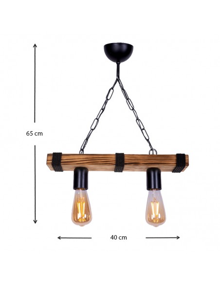 Κρεμαστό Ρουστίκ DM Living, Μοντέλο DM5718-2, Κομψός Σχεδιασμός Με 2 X E27 - Ρυθμιζόμενο Ύψος και Προηγμένο Μαύρο Φινίρισμα